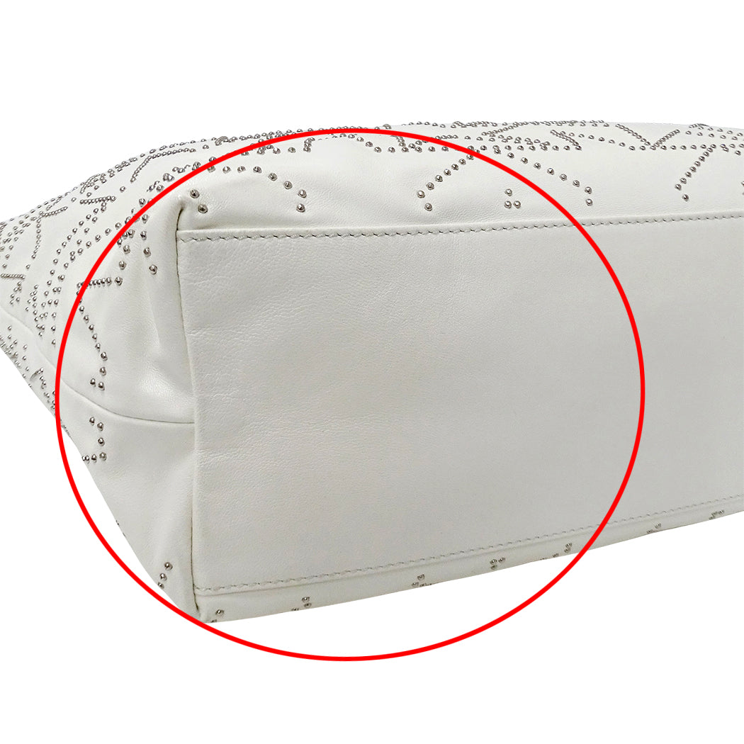 JIMMY CHOO ジミーチュウ トートバッグ ホワイト レザー レディース 【中古】
