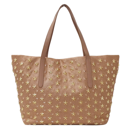 JIMMY CHOO ジミーチュウ トートバッグ ピンクゴールド キャンバス レディース 【中古】