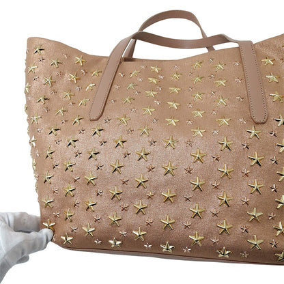 JIMMY CHOO ジミーチュウ トートバッグ ピンクゴールド キャンバス レディース 【中古】