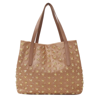 JIMMY CHOO ジミーチュウ トートバッグ ピンクゴールド キャンバス レディース 【中古】
