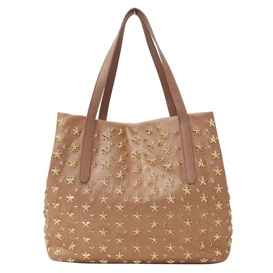 JIMMY CHOO ジミーチュウ トートバッグ ピンクゴールド キャンバス レディース 【中古】