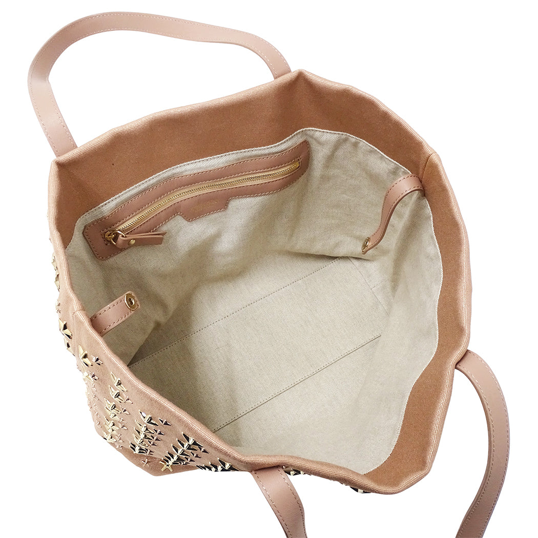 JIMMY CHOO ジミーチュウ トートバッグ ピンクゴールド キャンバス レディース 【中古】
