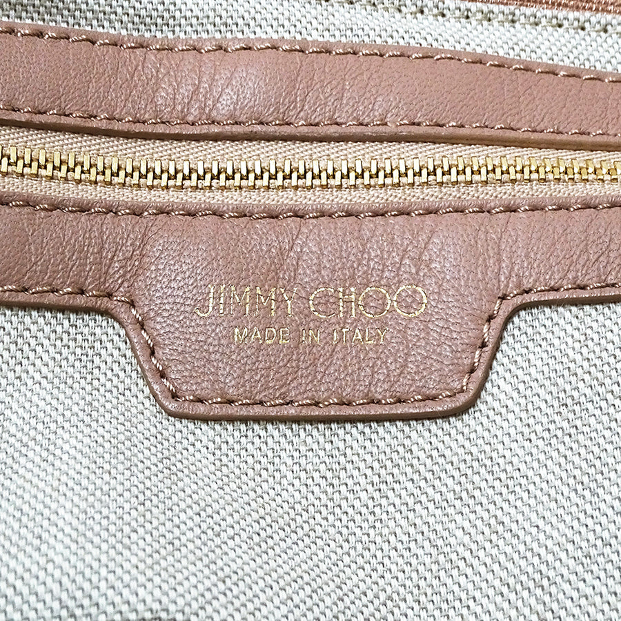 JIMMY CHOO ジミーチュウ トートバッグ ピンクゴールド キャンバス レディース 【中古】