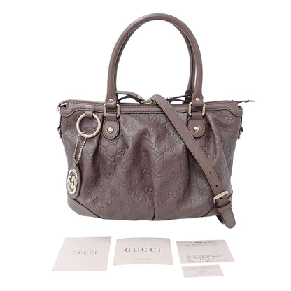 GUCCI グッチ スーキー 2wayバッグ シマ ブラウン 247902 シマレザー レディース 【中古】
