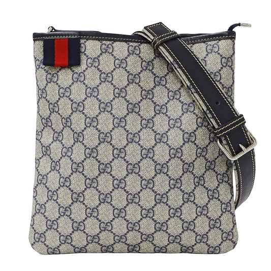 GUCCI グッチ ショルダーバッグ ネイビー ベージュ 246413 GGプラス メンズ 【中古】