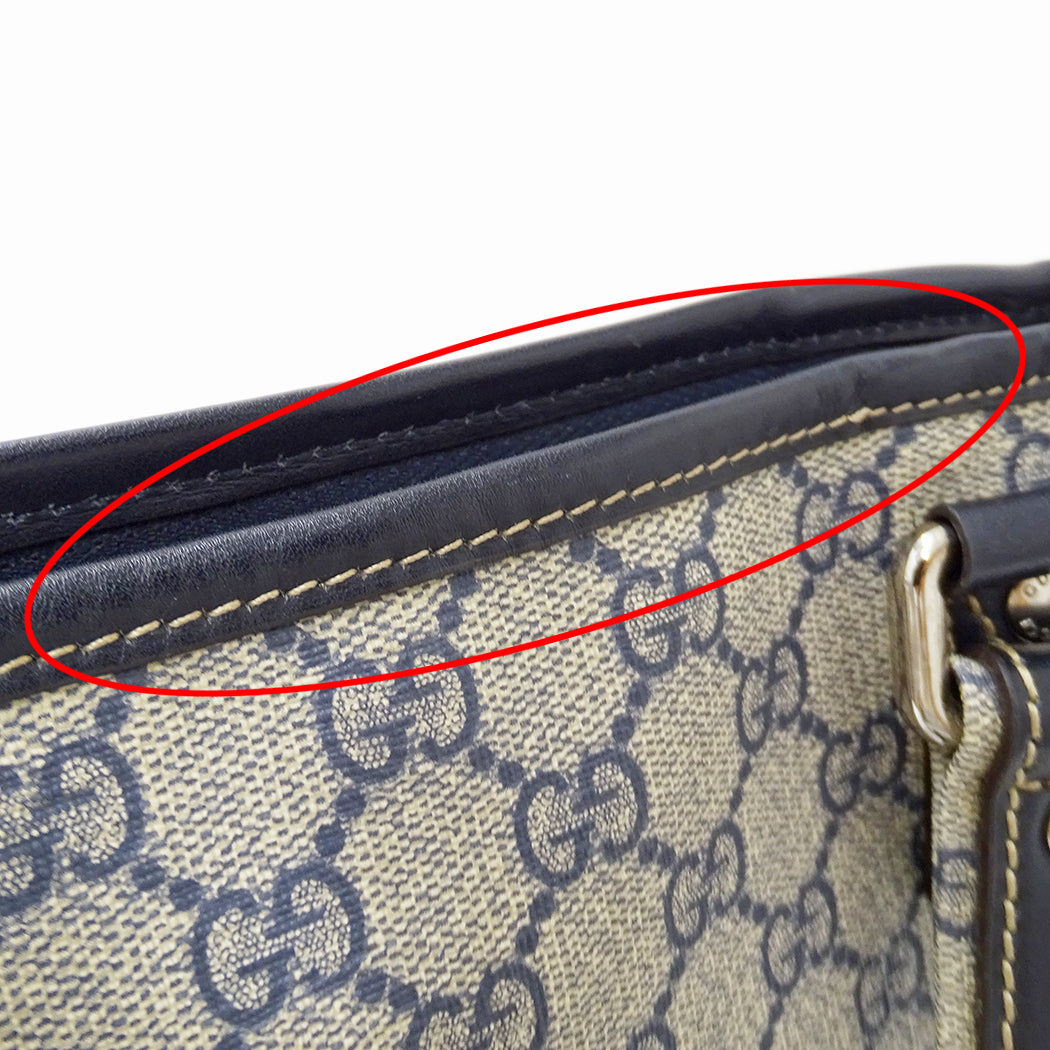 GUCCI グッチ ショルダーバッグ ネイビー ベージュ 246413 GGプラス メンズ 【中古】