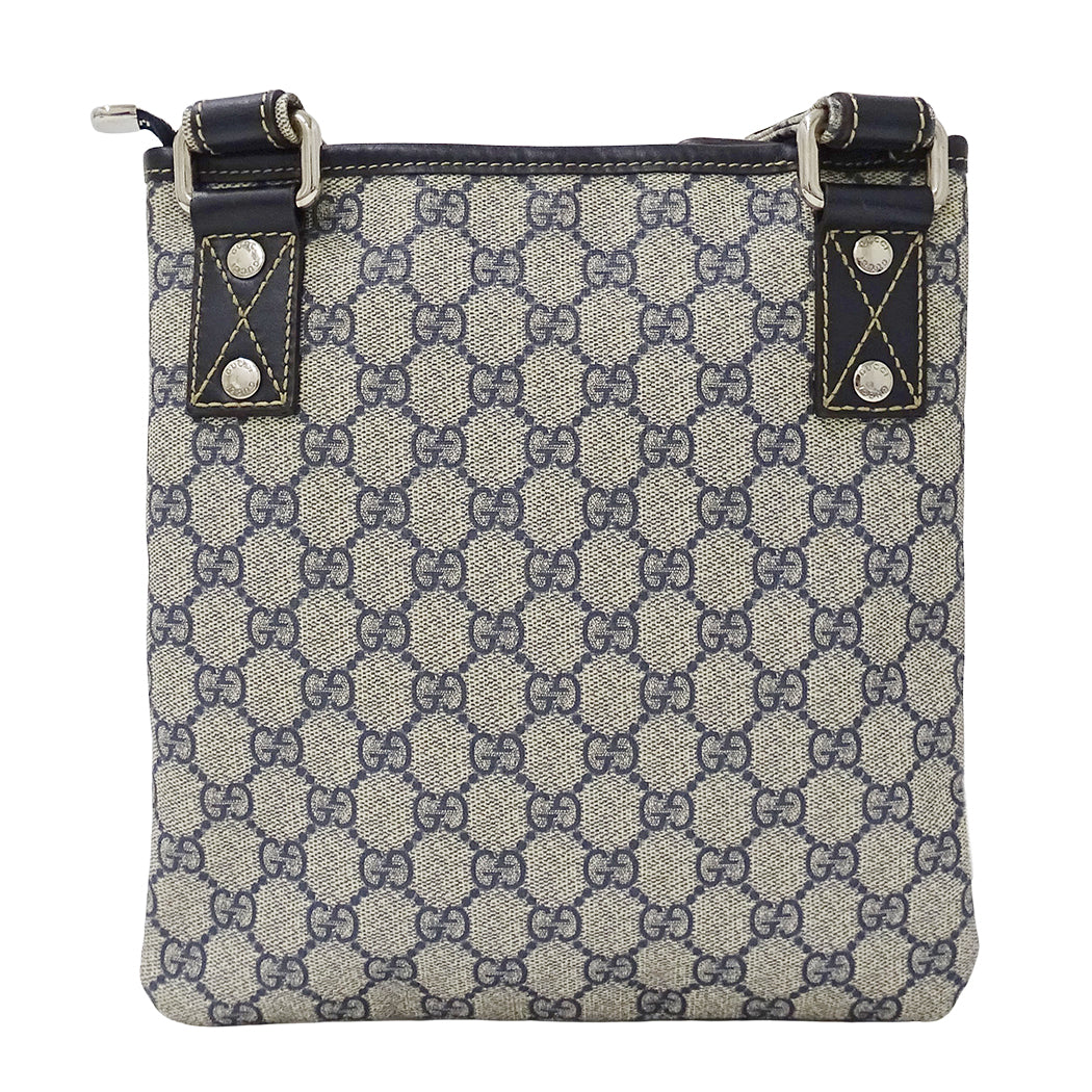 GUCCI グッチ ショルダーバッグ ネイビー ベージュ 246413 GGプラス メンズ 【中古】