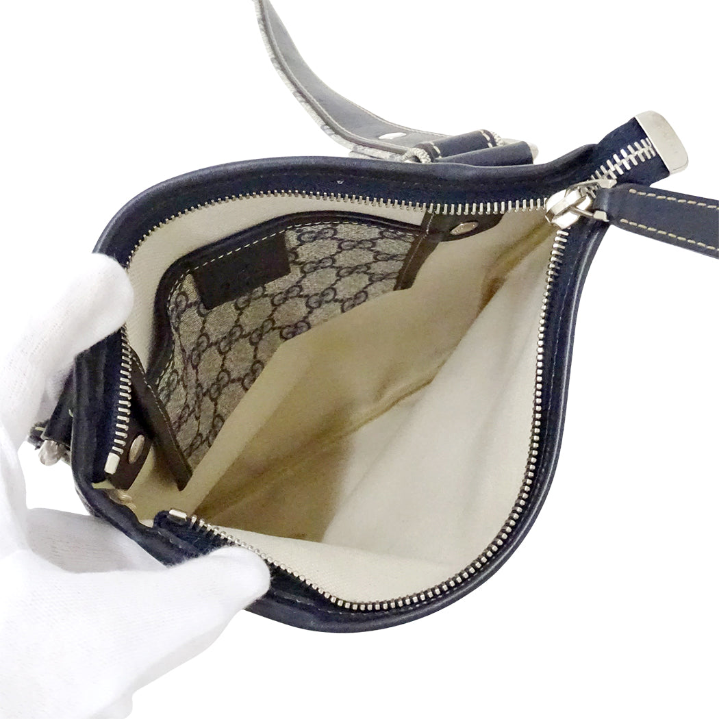 GUCCI グッチ ショルダーバッグ ネイビー ベージュ 246413 GGプラス メンズ 【中古】