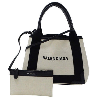 BALENCIAGA バレンシアガ カバスXS ハンドバッグ ホワイト ブラック 390346 キャンバス 【中古】