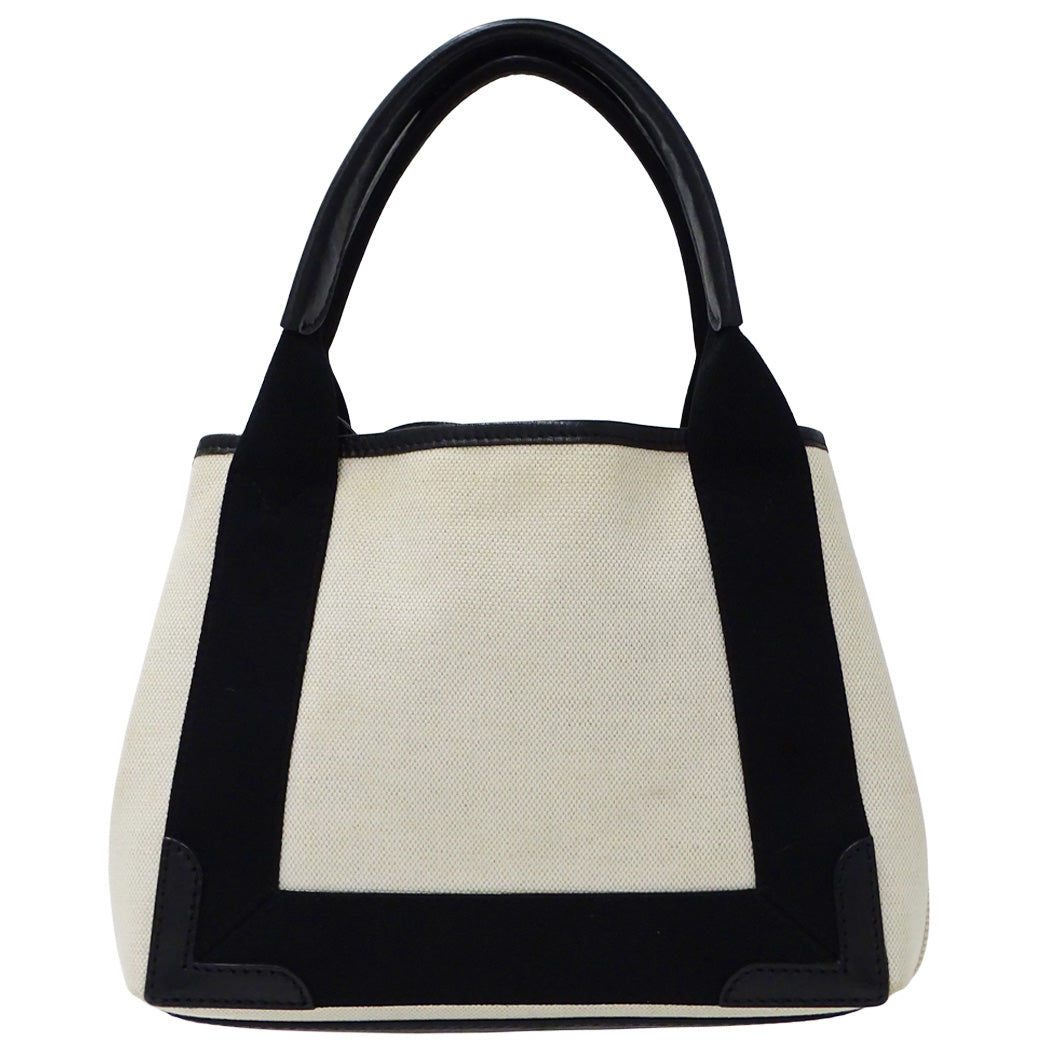 BALENCIAGA バレンシアガ カバスXS ハンドバッグ ホワイト ブラック 390346 キャンバス 【中古】