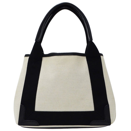 BALENCIAGA バレンシアガ カバスXS ハンドバッグ ホワイト ブラック 390346 キャンバス 【中古】