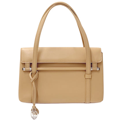 Cartier カルティエ ハンドバッグ カボション ベージュ レザー レディース 【中古】