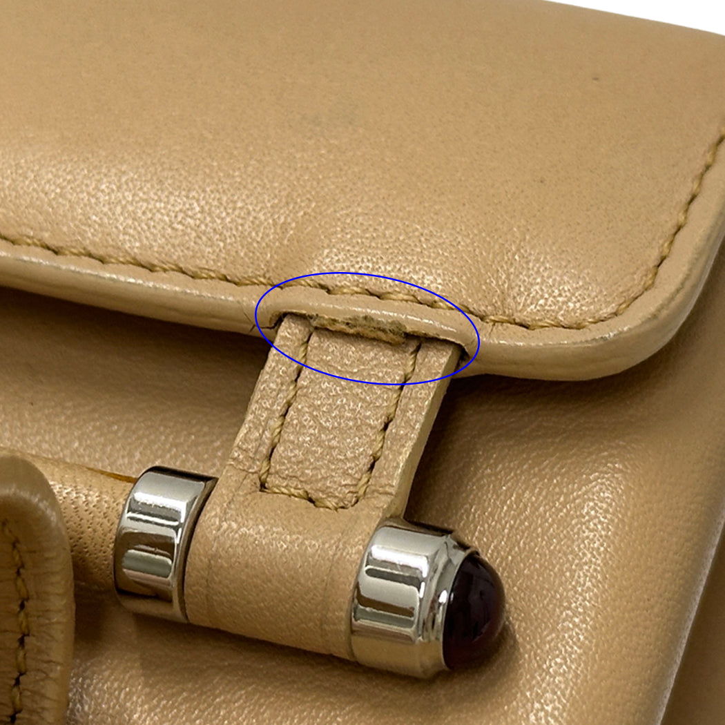 Cartier カルティエ ハンドバッグ カボション ベージュ レザー レディース 【中古】