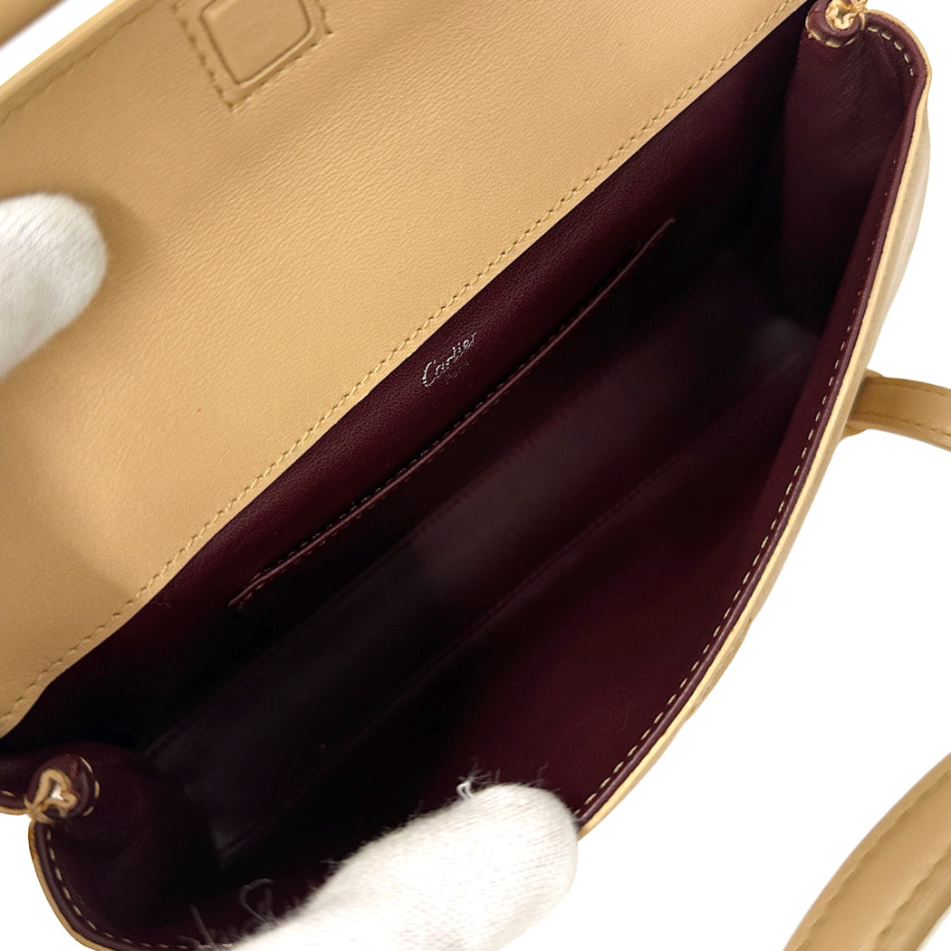 Cartier カルティエ ハンドバッグ カボション ベージュ レザー レディース 【中古】