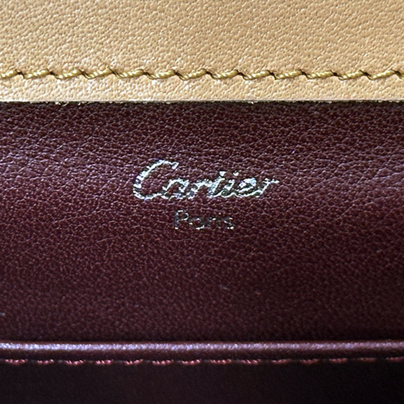 Cartier カルティエ ハンドバッグ カボション ベージュ レザー レディース 【中古】