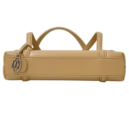 Cartier カルティエ ハンドバッグ カボション ベージュ レザー レディース 【中古】