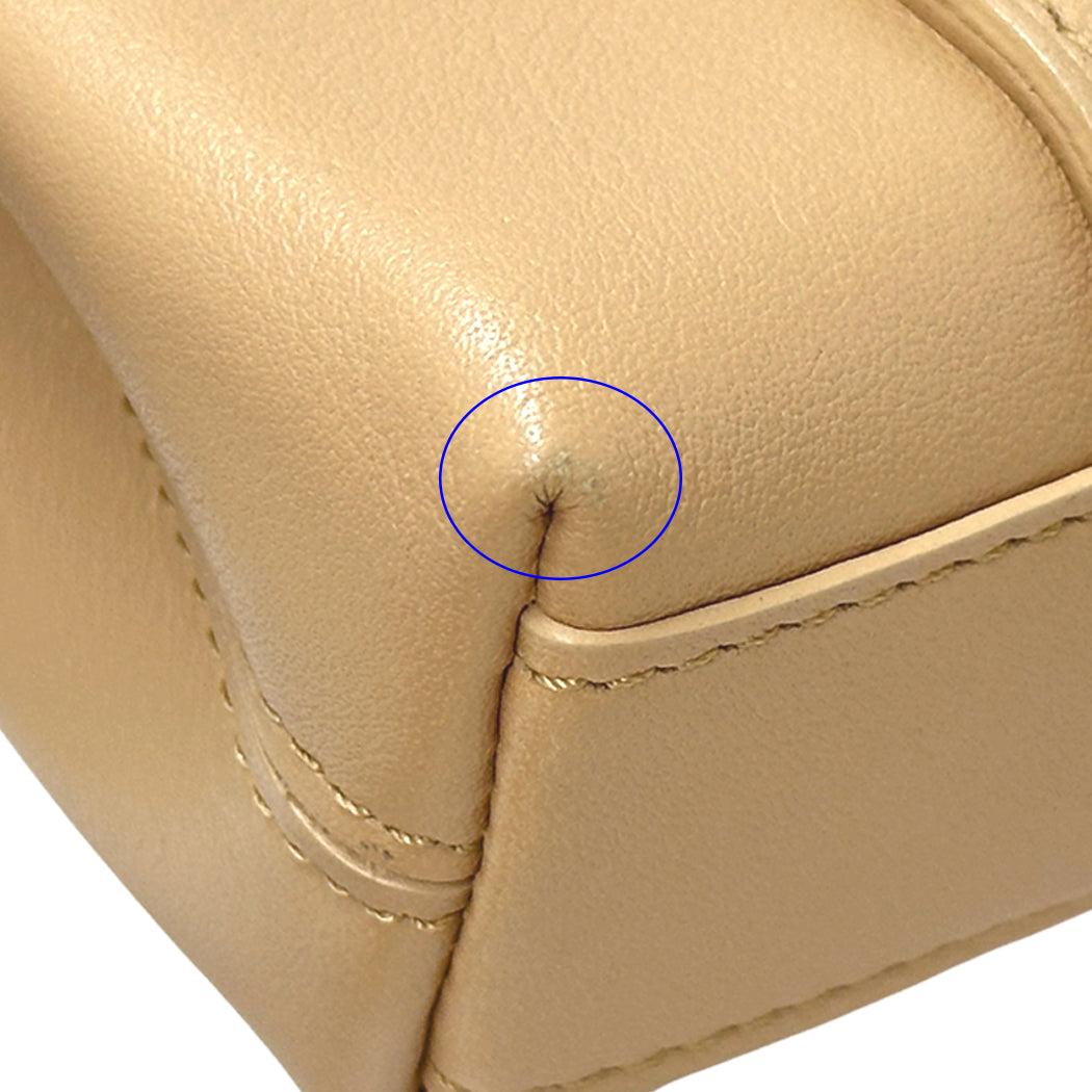 Cartier カルティエ ハンドバッグ カボション ベージュ レザー レディース 【中古】