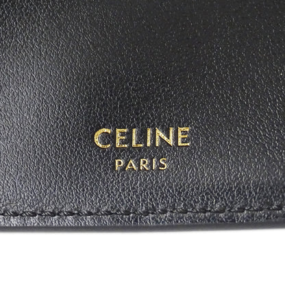 CELINE セリーヌ スモール トリフォールドウォレット 16 セーズ 三つ折り財布 ブラック レザー レディース 【中古】
