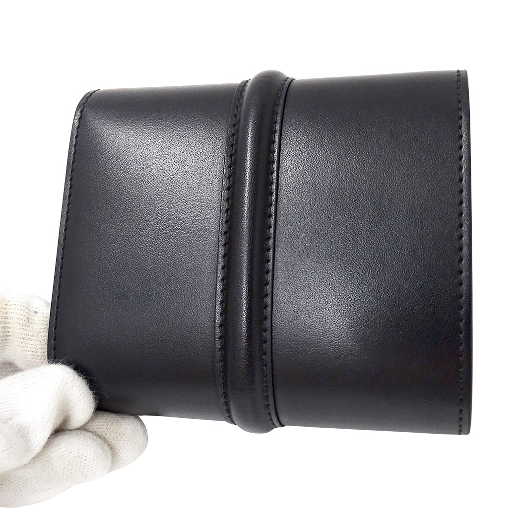CELINE セリーヌ スモール トリフォールドウォレット 16 セーズ 三つ折り財布 ブラック レザー レディース 【中古】