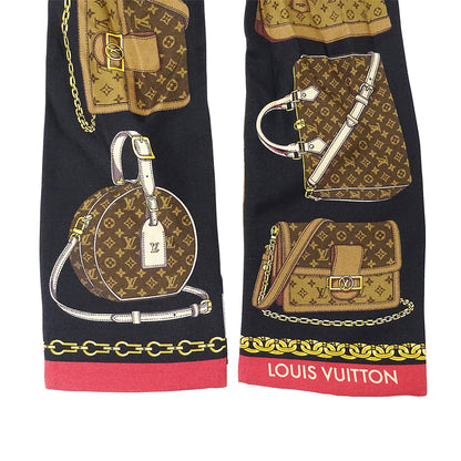 LOUIS VUITTON ルイ・ヴィトン バンドー・トリビュート トゥー スカーフ ブラック ブラウン M76235 シルク レディース 【中古】