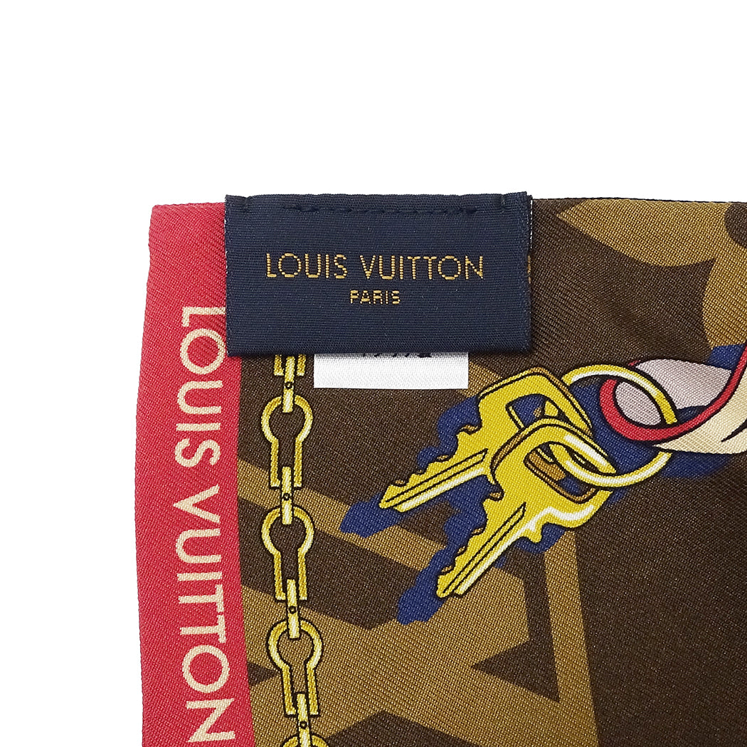 LOUIS VUITTON ルイ・ヴィトン バンドー・トリビュート トゥー スカーフ ブラック ブラウン M76235 シルク レディース 【中古】