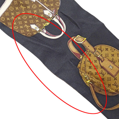 LOUIS VUITTON ルイ・ヴィトン バンドー・トリビュート トゥー スカーフ ブラック ブラウン M76235 シルク レディース 【中古】