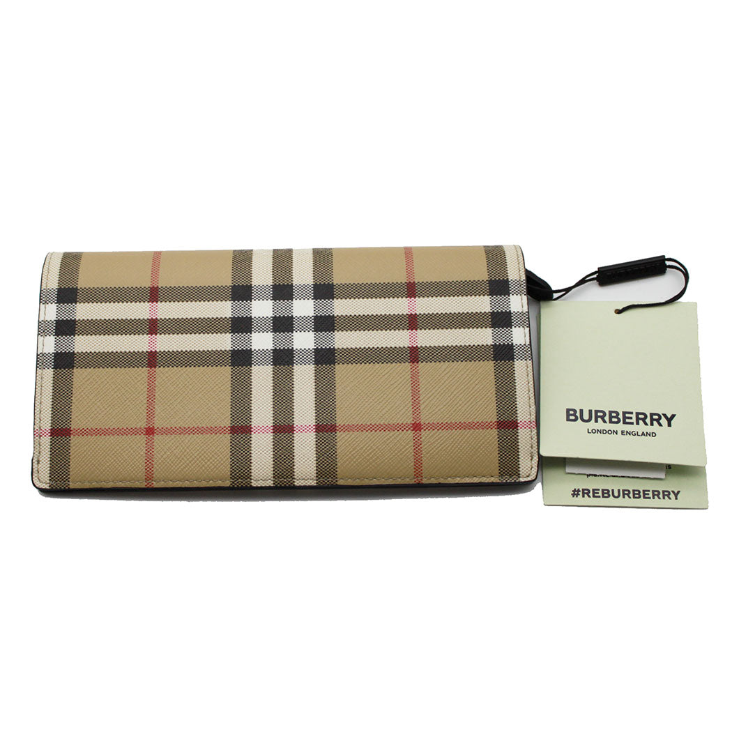 BURBERRY バーバリー 長財布 ブラウン レザー レディース メンズ 【中古】