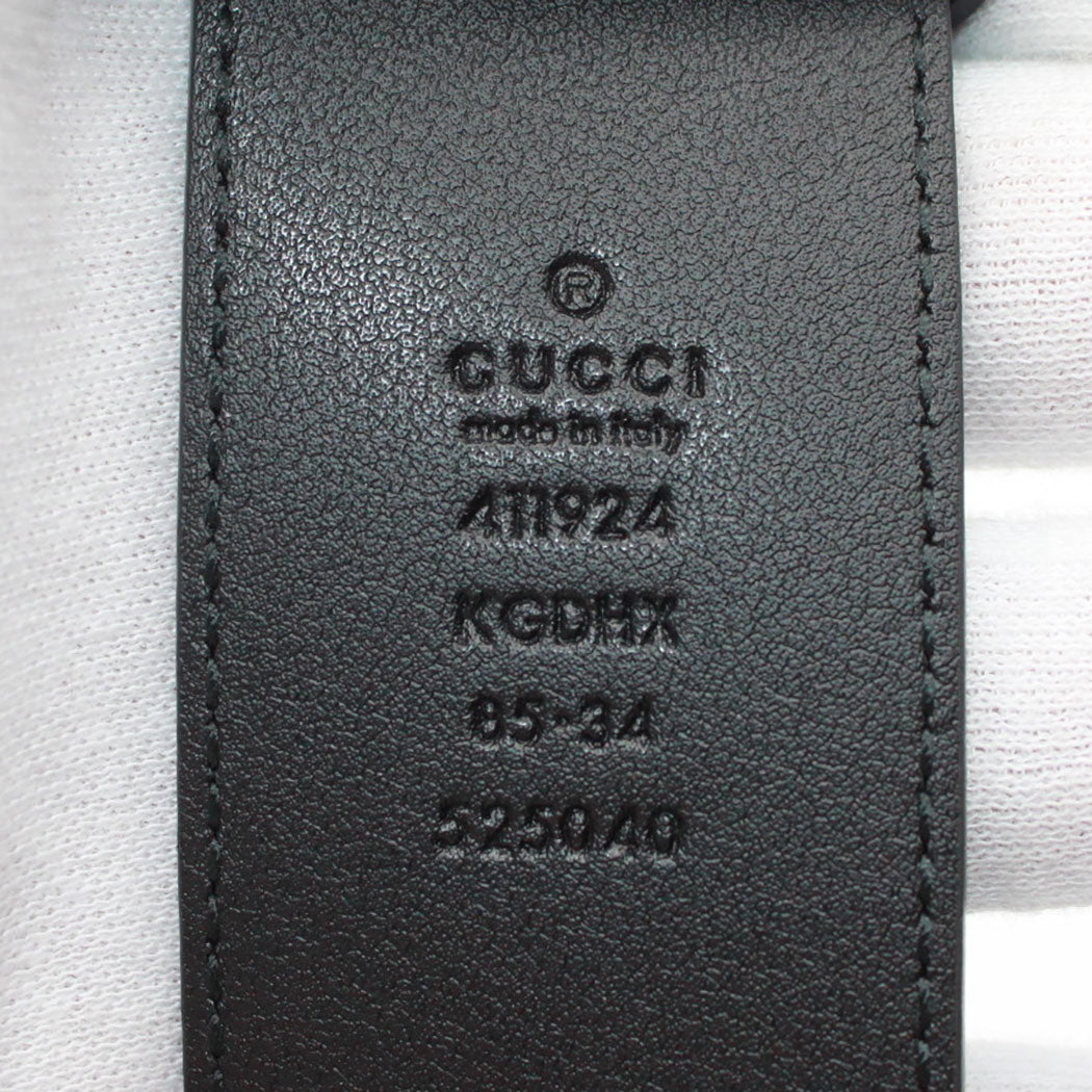 GUCCI グッチ インターロッキング GGスプリーム ベルト ブラック シルバー金具 411924 レザー メンズ 【中古】