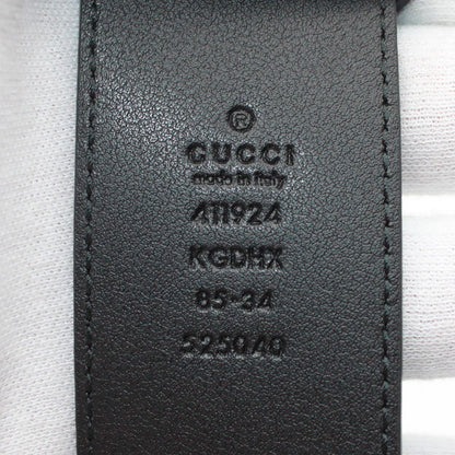 GUCCI グッチ インターロッキング GGスプリーム ベルト ブラック シルバー金具 411924 レザー メンズ 【中古】