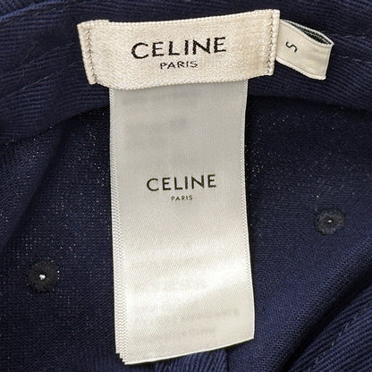 CELINE セリーヌ キャップ ネイビー レッド コットン レディース 【中古】