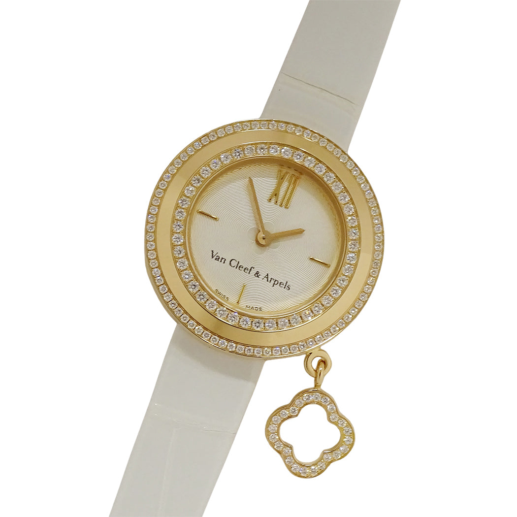 Van Cleef & Arpels ヴァンクリーフ＆アーペル チャーム ミニ VCARO29800 レディース 腕時計 クオーツ 750PG レザー 点検済み【中古】