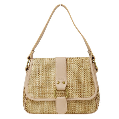 Chloe クロエ ハンドバッグ ベージュ ピンク 麦わら ストロー レディース 【中古】