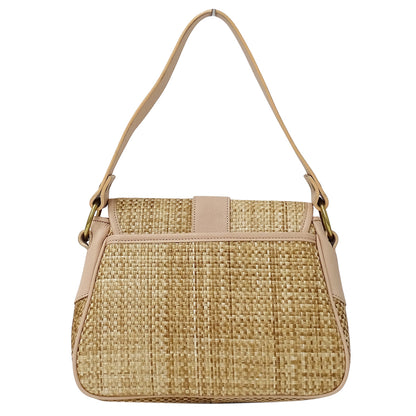 Chloe クロエ ハンドバッグ ベージュ ピンク 麦わら ストロー レディース 【中古】