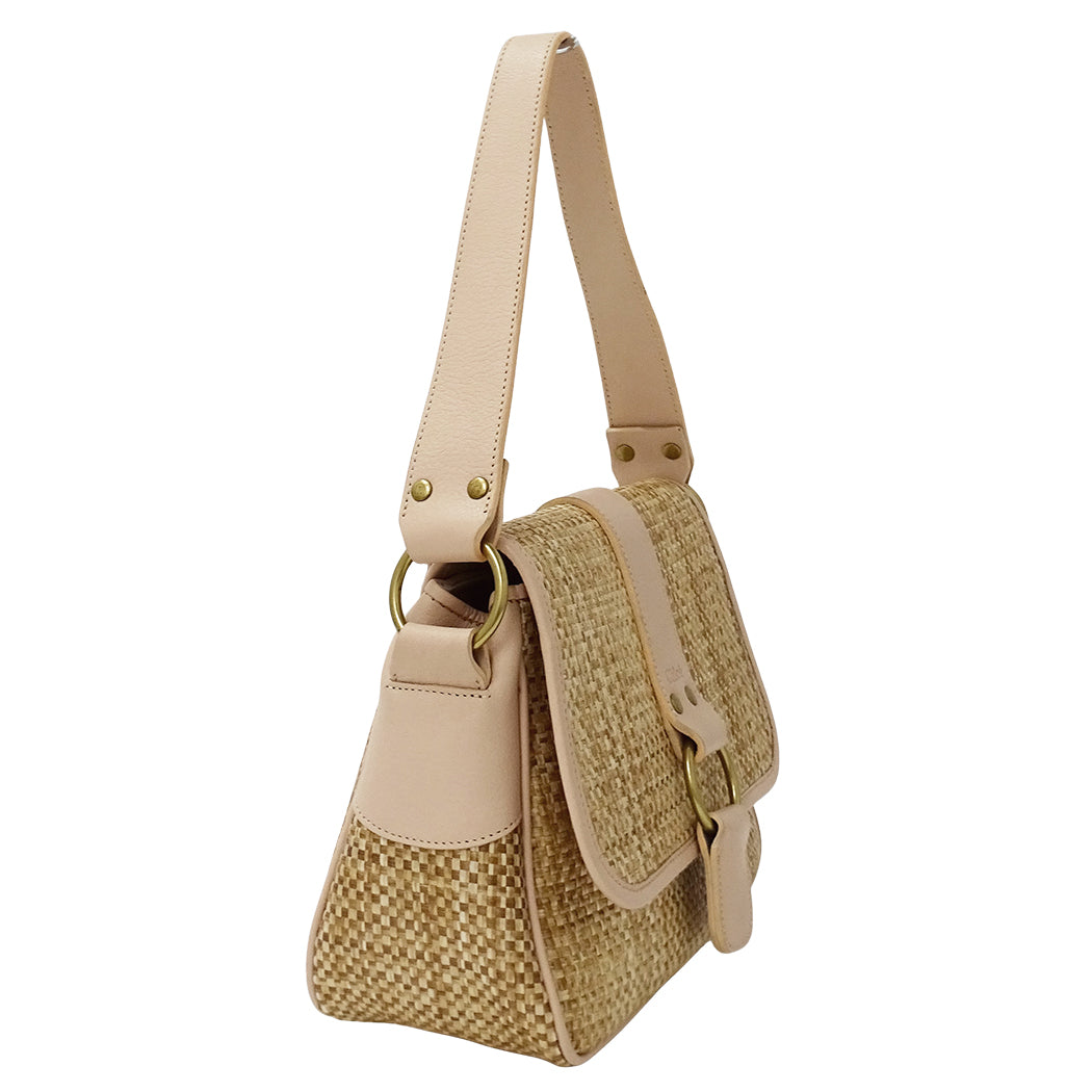 Chloe クロエ ハンドバッグ ベージュ ピンク 麦わら ストロー レディース 【中古】