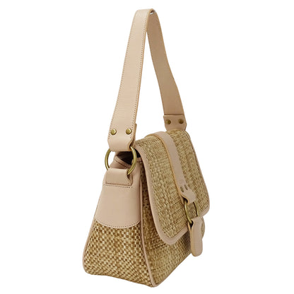 Chloe クロエ ハンドバッグ ベージュ ピンク 麦わら ストロー レディース 【中古】