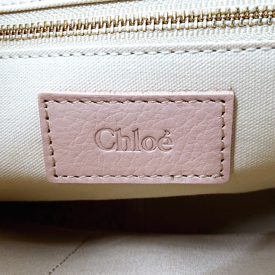 Chloe クロエ ハンドバッグ ベージュ ピンク 麦わら ストロー レディース 【中古】