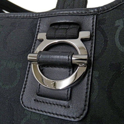 Ferragamo フェラガモ トートバッグ ガンチーニ ブラック AU 21 5763 キャンバス レディース 【中古】