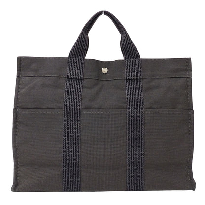 HERMES エルメス トートバッグ エールライン トートMM ブラック キャンバス レディース メンズ 【中古】