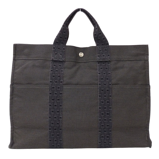 HERMES エルメス トートバッグ エールライン トートMM ブラック キャンバス レディース メンズ 【中古】