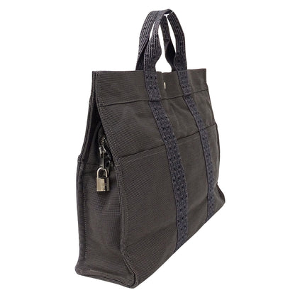 HERMES エルメス トートバッグ エールライン トートMM ブラック キャンバス レディース メンズ 【中古】