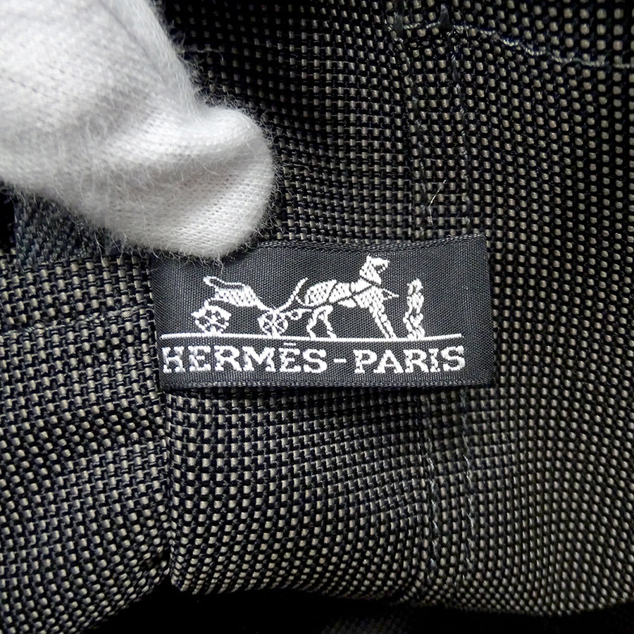 HERMES エルメス トートバッグ エールライン トートMM ブラック キャンバス レディース メンズ 【中古】