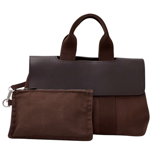 HERMES エルメス ヴァルパライソPM ハンドバッグ ブラウン シルバー金具 キャンバス レディース おしゃれ 大人 コンパクト ポーチ付き Hロゴ 【中古】