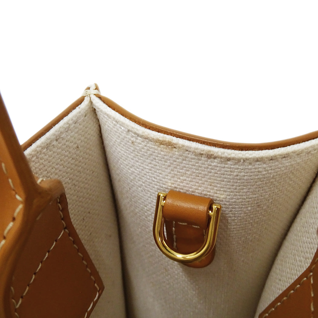 CELINE セリーヌ ミニ バーティカル カバ 2wayバッグ タン キャンバス レディース 【中古】
