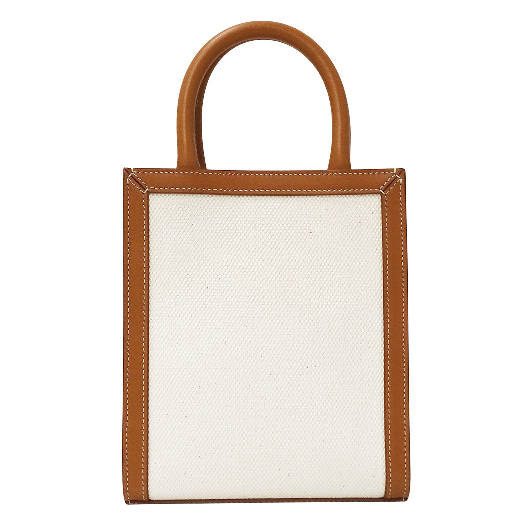 CELINE セリーヌ ミニ バーティカル カバ 2wayバッグ タン キャンバス レディース 【中古】