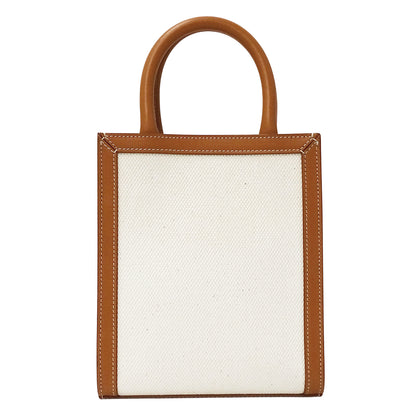 CELINE セリーヌ ミニ バーティカル カバ 2wayバッグ タン キャンバス レディース 【中古】