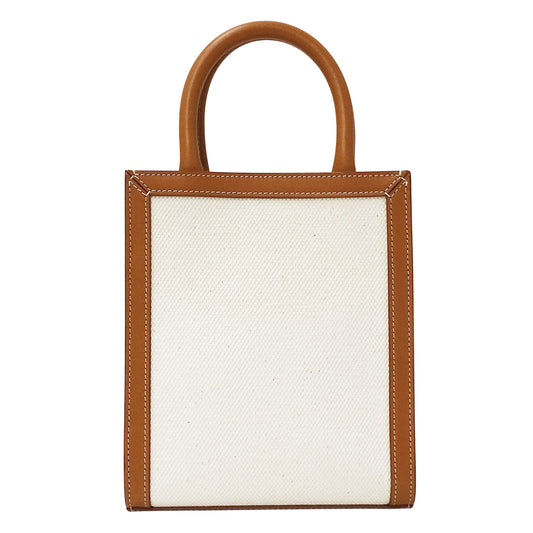 CELINE セリーヌ ミニ バーティカル カバ 2wayバッグ タン キャンバス レディース 【中古】
