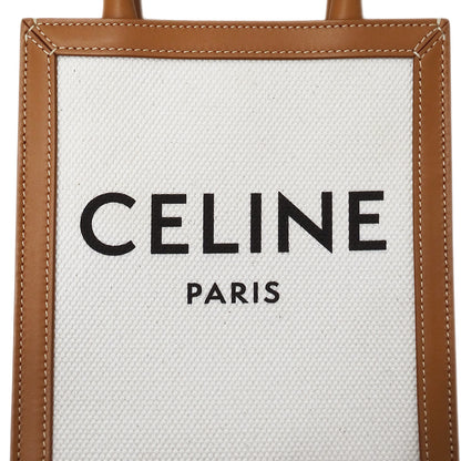 CELINE セリーヌ ミニ バーティカル カバ 2wayバッグ タン キャンバス レディース 【中古】