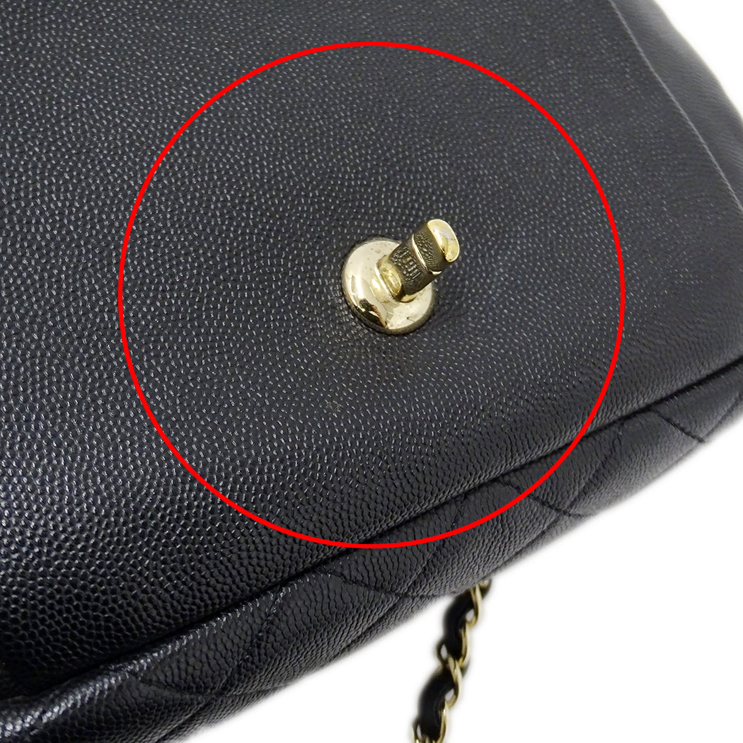 CHANEL シャネル ショルダーバッグ マトラッセ ブラック ゴールド金具 キャビアスキン レディース 【中古】