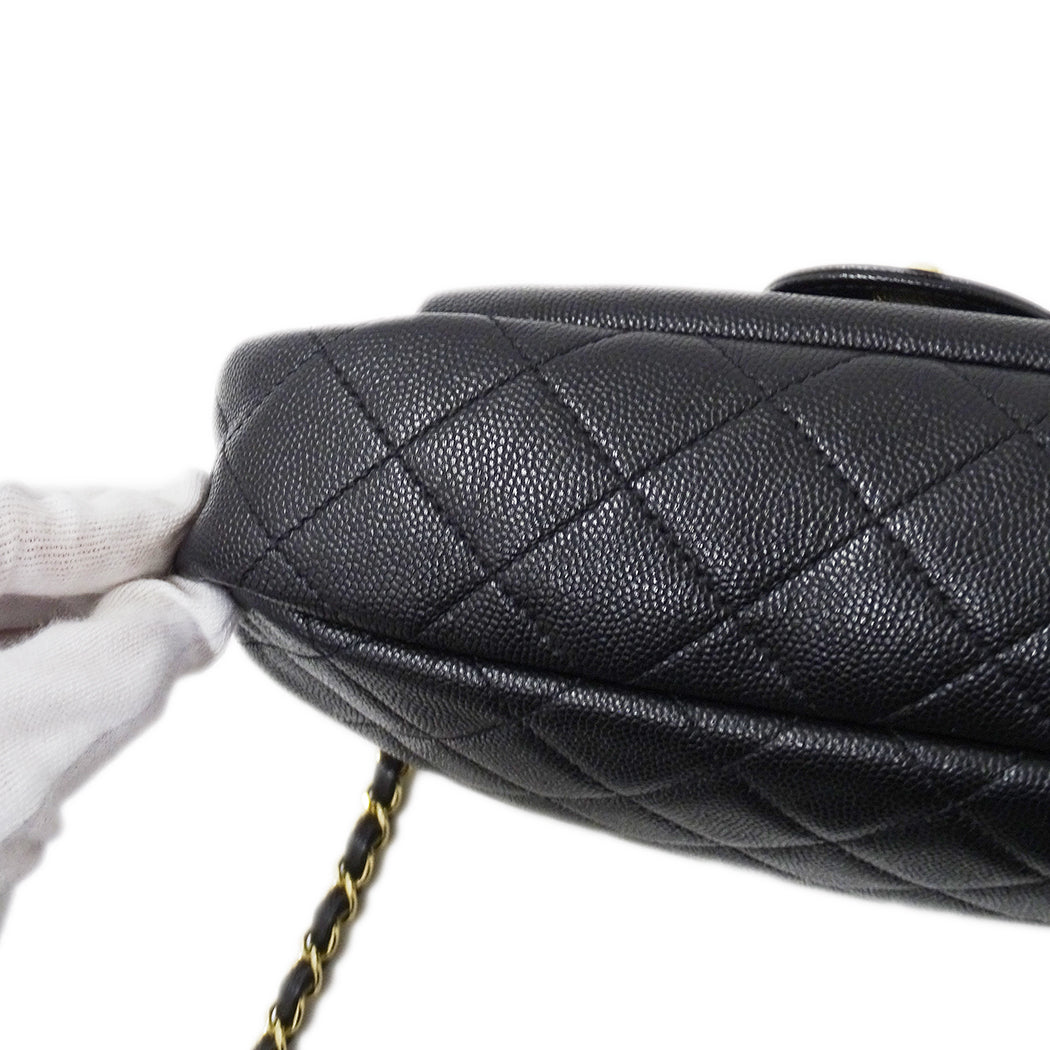 CHANEL シャネル ショルダーバッグ マトラッセ ブラック ゴールド金具 キャビアスキン レディース 【中古】