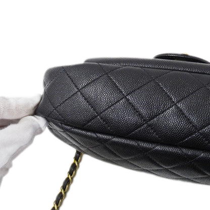 CHANEL シャネル ショルダーバッグ マトラッセ ブラック ゴールド金具 キャビアスキン レディース 【中古】